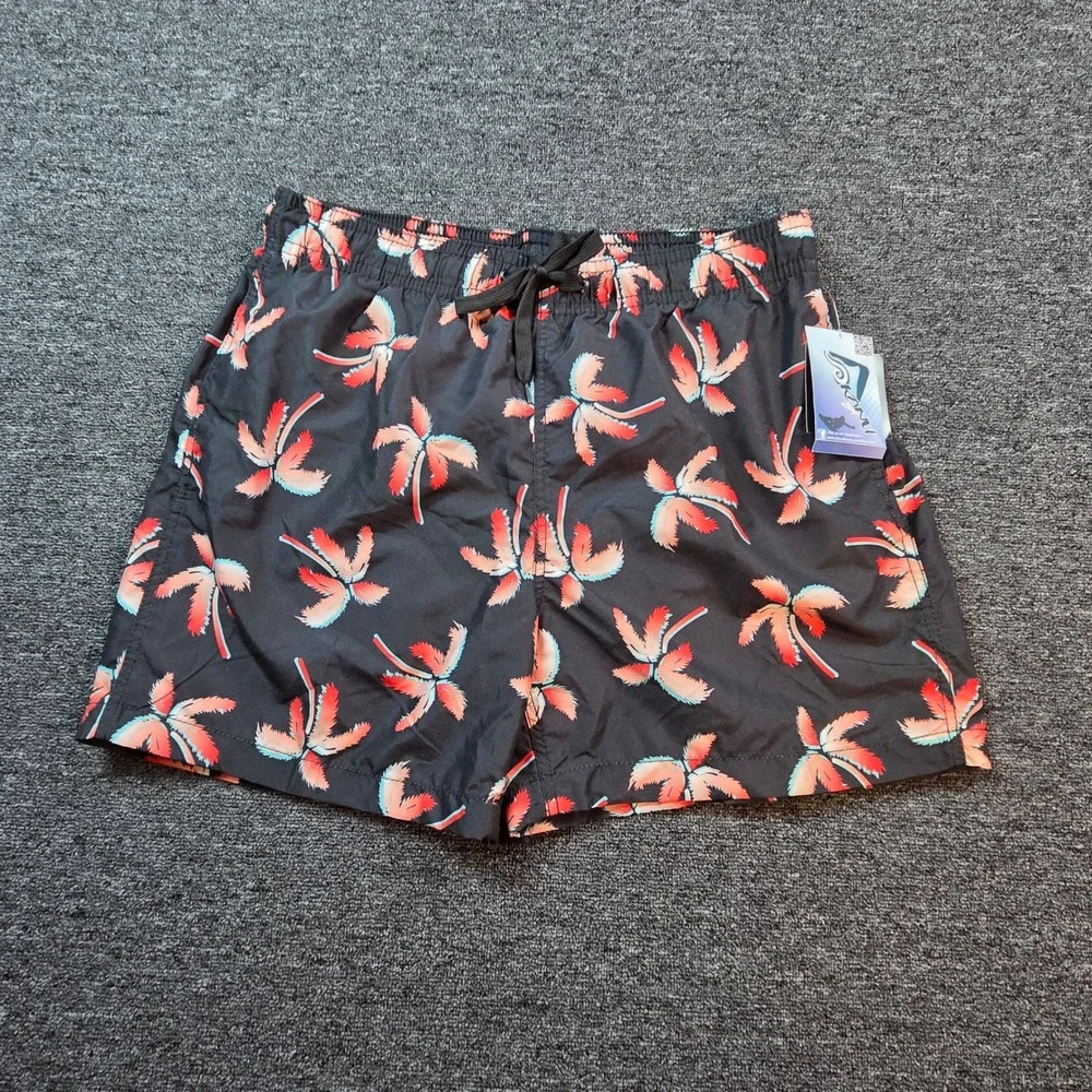 Kanu Surf Board‎ Shorts Mens XL Black Palm Beach Swim Trunks Tropical Quick Dry